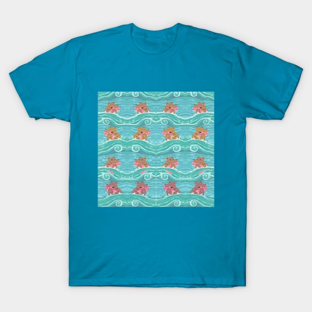 Bears Fishing Salmon Design T-Shirt by sky665